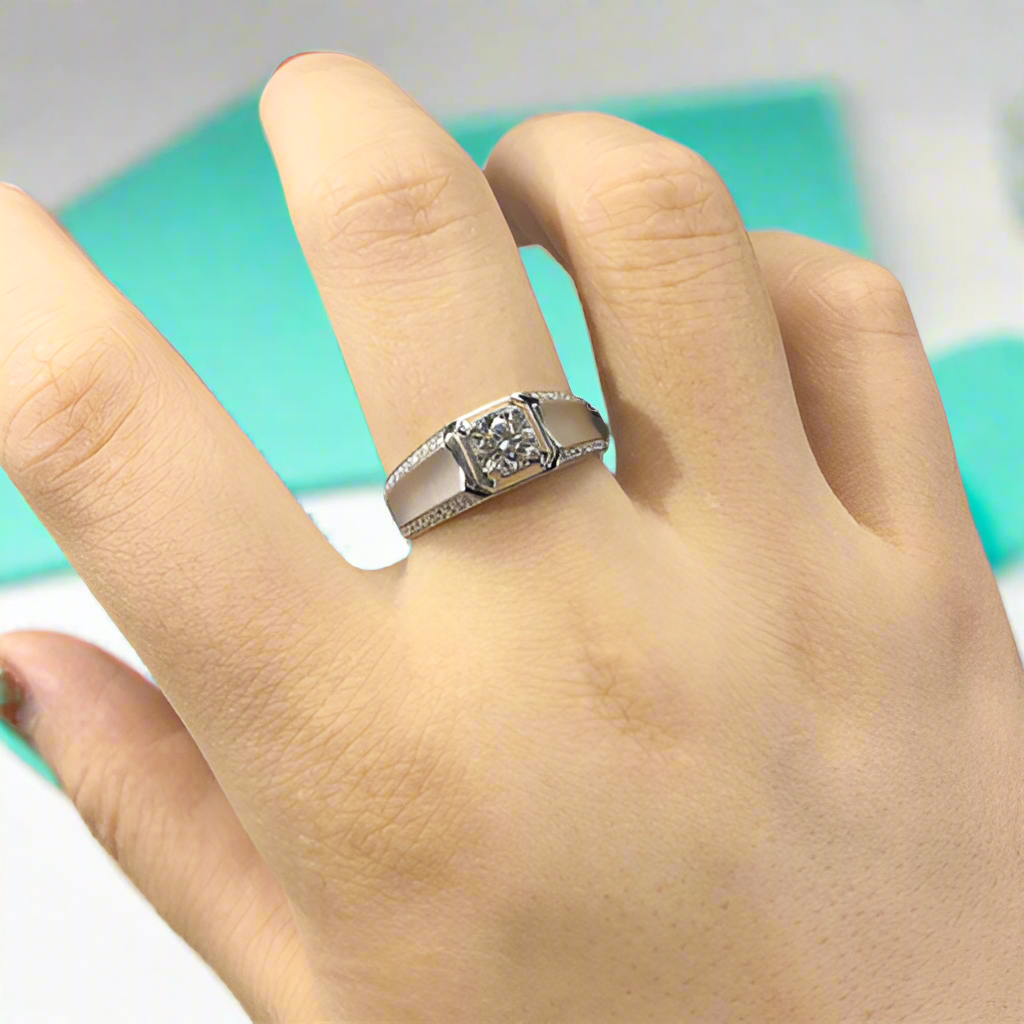 1.0 Ct Round Cut Diamond Men's Ring-Evani Naomi Jewelry