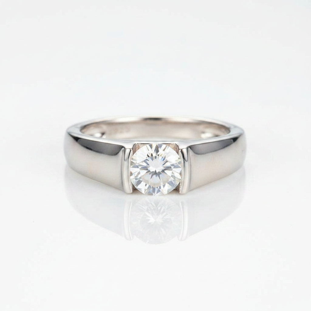 1.0 Ct Round Cut Diamond Option Men's Ring