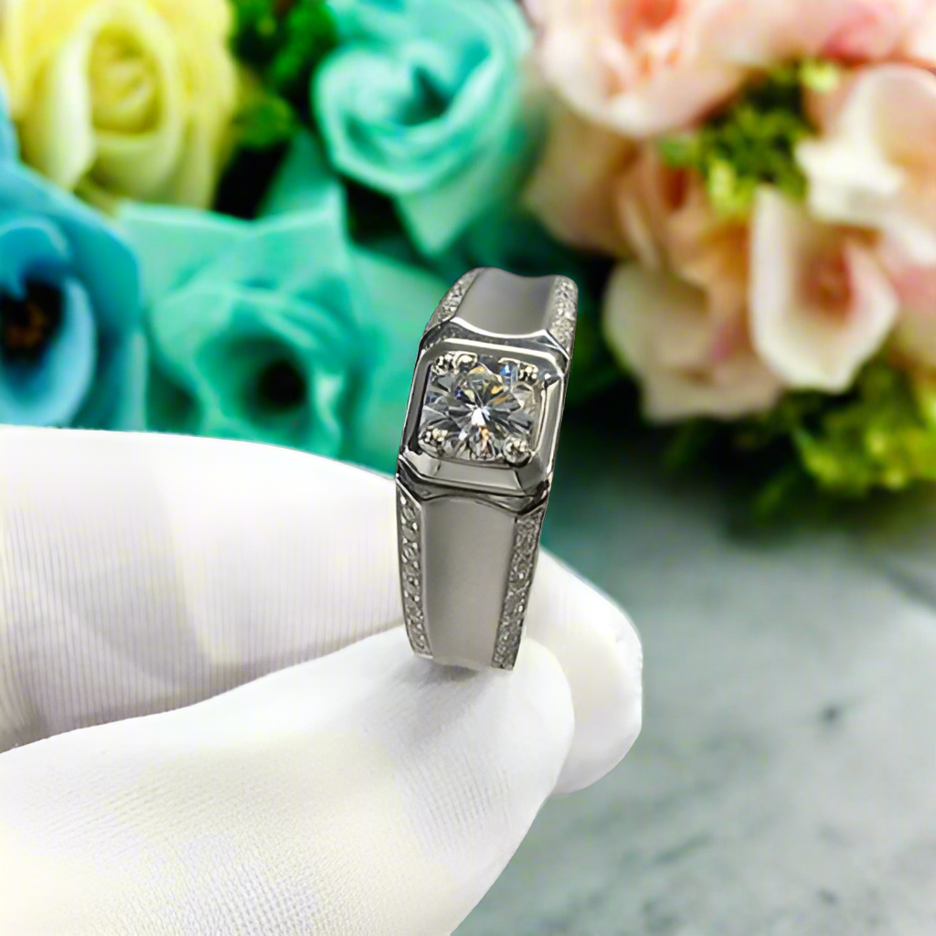 1.0 Ct Round Cut Diamond Men's Ring-Evani Naomi Jewelry
