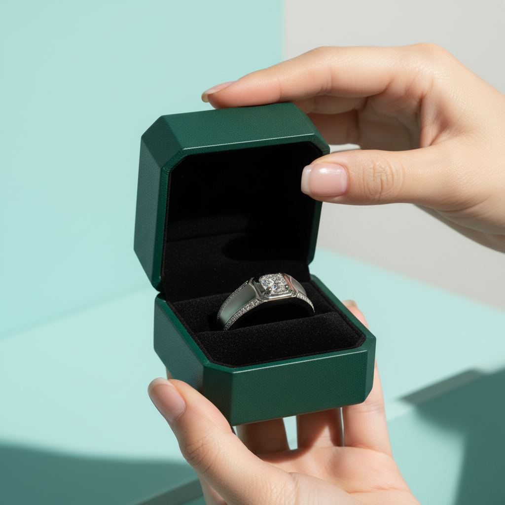 1.0 Ct Round Cut Diamond Option Men's Ring