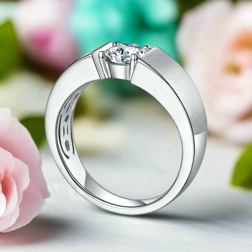 1.0 Ct Round Cut Diamond Men's Solitaire Wedding Ring-Evani Naomi Jewelry