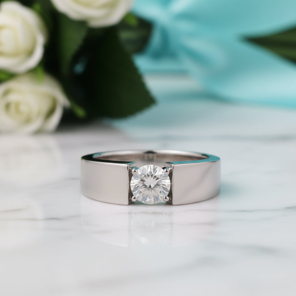 1.0 Ct Round Cut Diamond Men's Solitaire Wedding Ring-Evani Jewelry