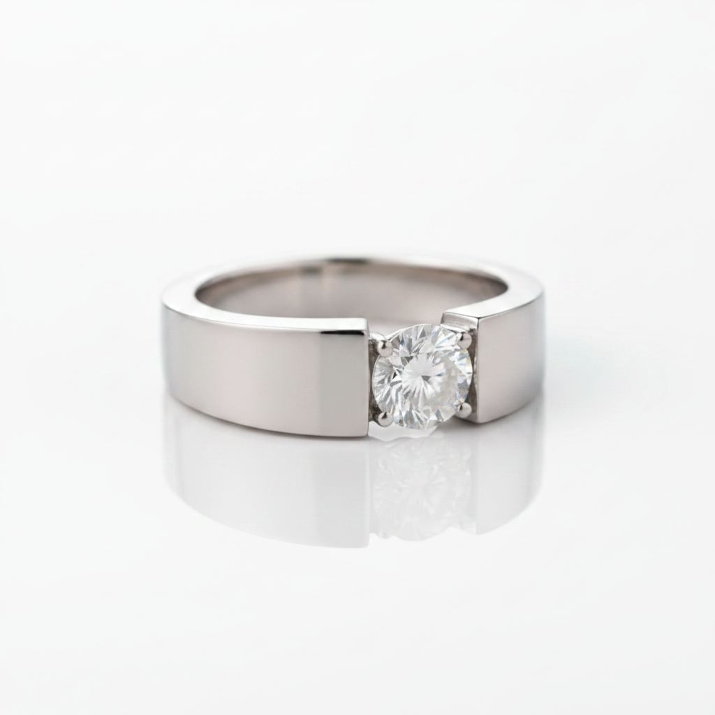 1.0 Ct Round Cut Diamond Option Men's Solitaire Wedding Ring