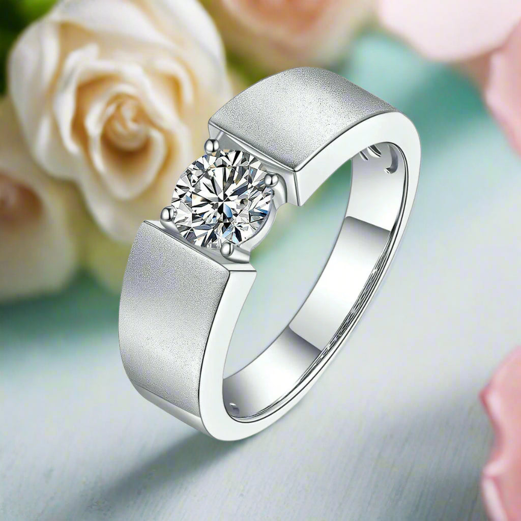 1.0 Ct Round Cut Diamond Men's Solitaire Wedding Ring-Evani Naomi Jewelry