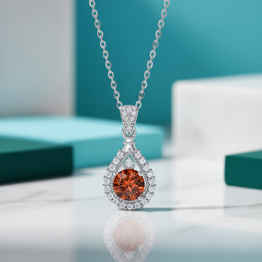 1.0 Ct Round Cut Diamond Pendant Necklace-Evani Jewelry
