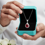 1.0 Ct Round Cut Ruby Birthstone Pendant Necklace-Evani Jewelry
