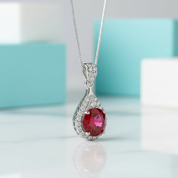 1.0 Ct Round Cut Ruby Birthstone Pendant Necklace-Evani Jewelry