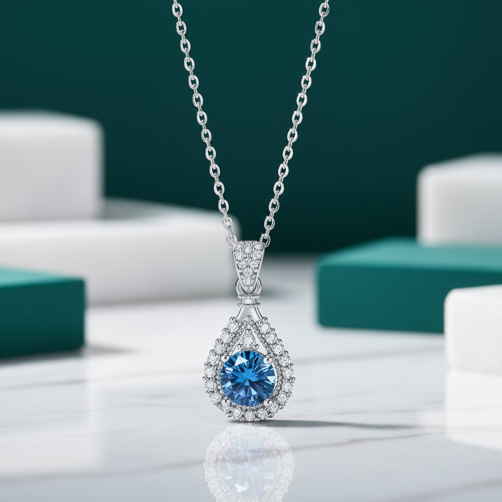 1.0 Ct Round Cut Diamond Pendant Necklace-Evani Jewelry