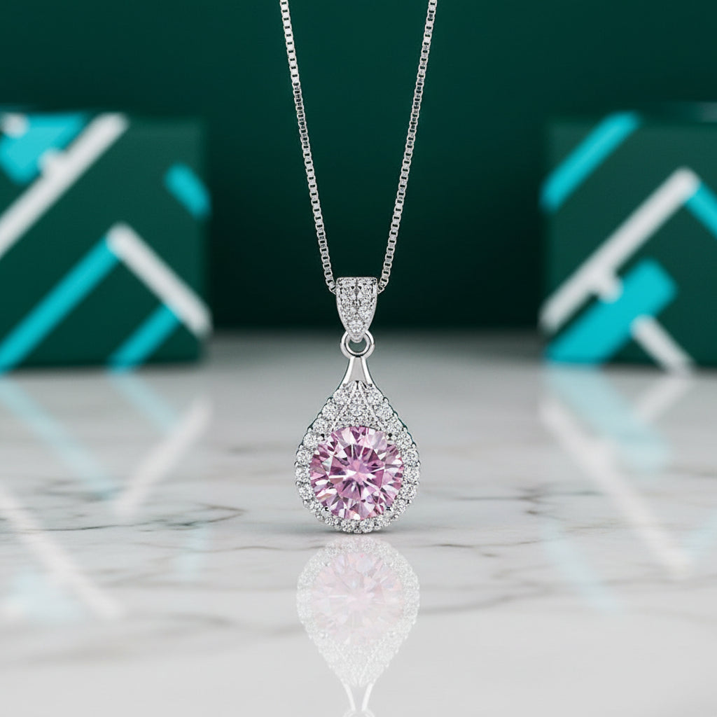 1.0 Ct Round Cut Tourmaline Birthstone Pendant Necklace-Evani Jewelry