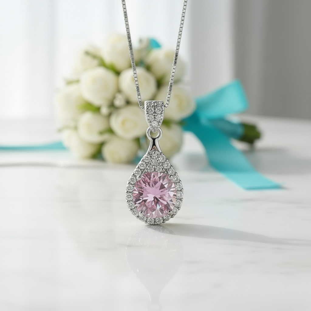 1.0 Ct Round Cut Tourmaline Birthstone Pendant Necklace - Evani Naomi Jewelry