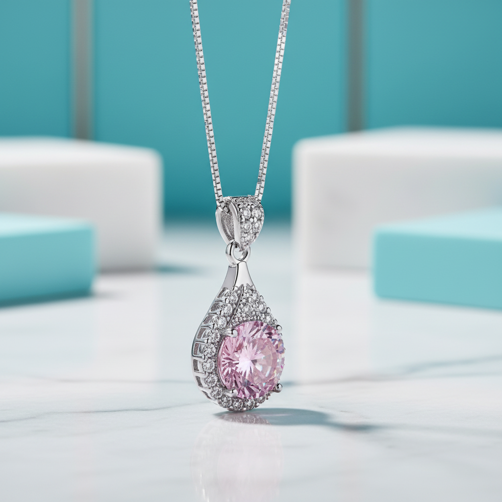 1.0 Ct Round Cut Tourmaline Birthstone Pendant Necklace