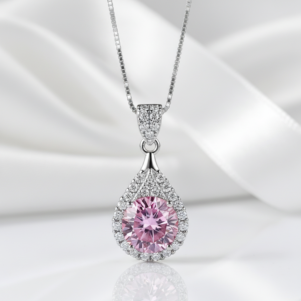 1.0 Ct Round Cut Tourmaline Birthstone Pendant Necklace