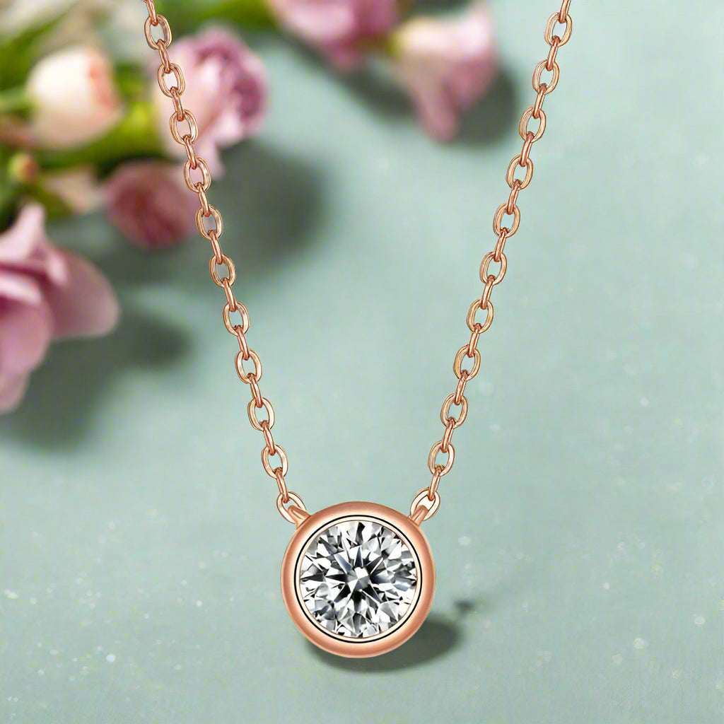 1.0 Ct Round Cut Diamond Pendant Necklace-Evani Naomi Jewelry