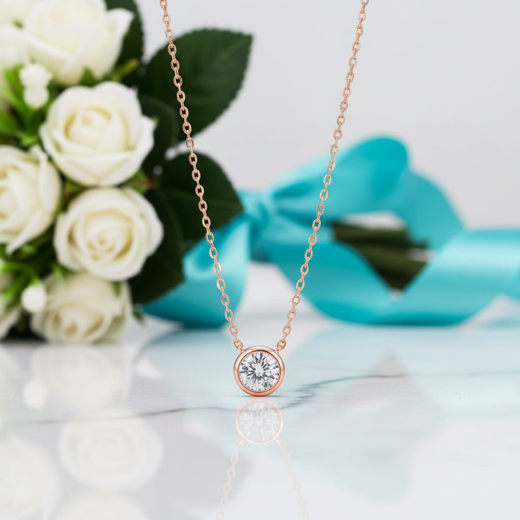 1.0 Ct Round Cut Diamond Pendant Necklace-Evani Jewelry