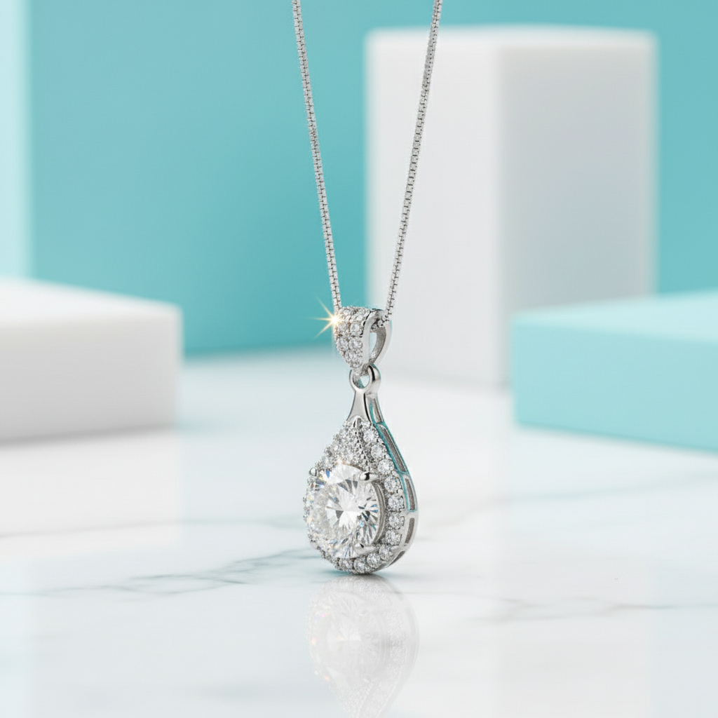 1.0 Ct Round Cut Diamond Birthstone Pendant Necklace-Evani Jewelry