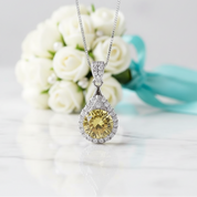 1.0 Ct Round Cut Topaz Pendant Necklace