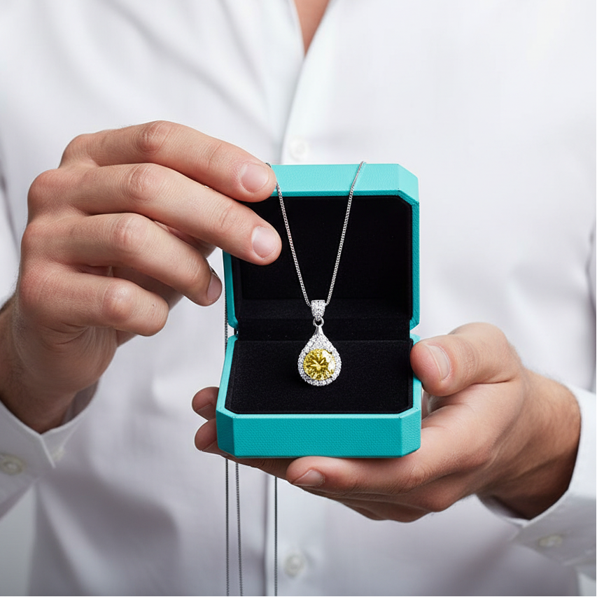 1.0 Ct Round Cut Topaz Pendant Necklace