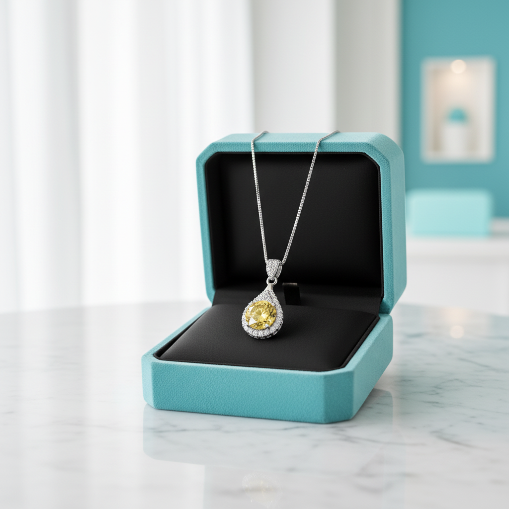 1.0 Ct Round Cut Topaz Pendant Necklace - Evani Naomi Jewelry