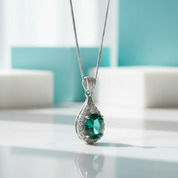1.0 Ct Emerald Birthstone Round Cut Pendant Necklace-Evani Jewelry