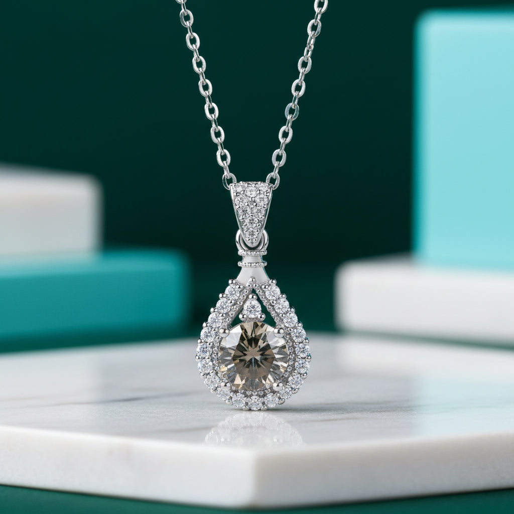 1.0 Ct Round Cut Diamond Pendant Necklace-Evani Jewelry