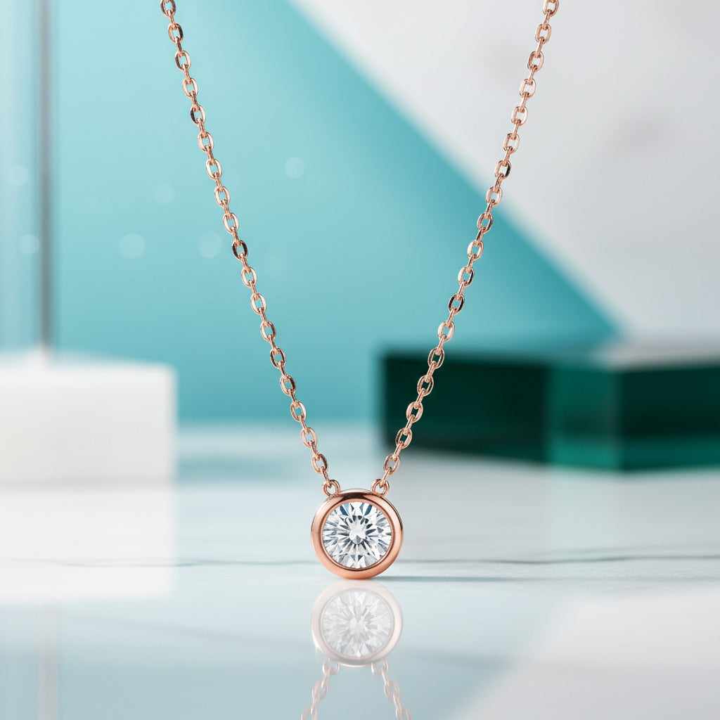 1.0 Ct Round Cut Diamond Pendant Necklace-Evani Jewelry