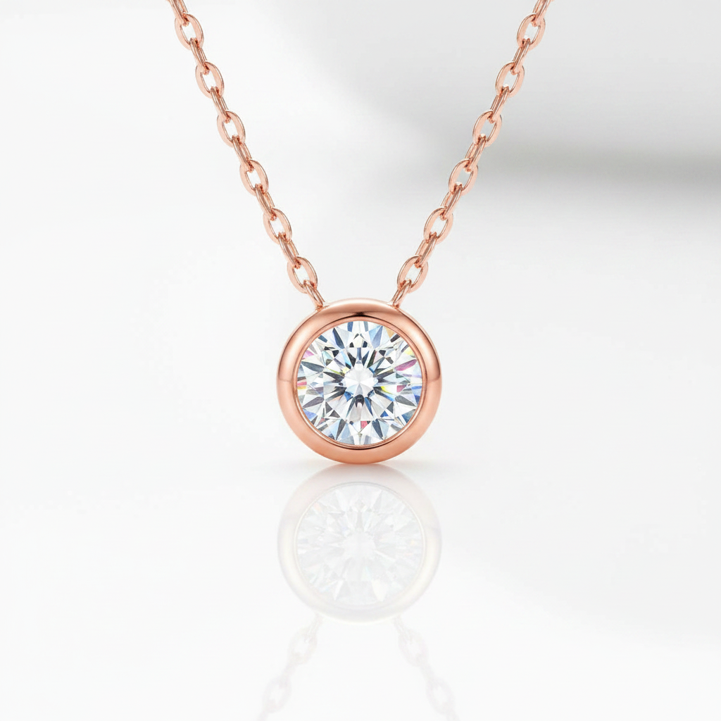 1.0 Ct Round Cut Diamond OptionPendant Necklace
