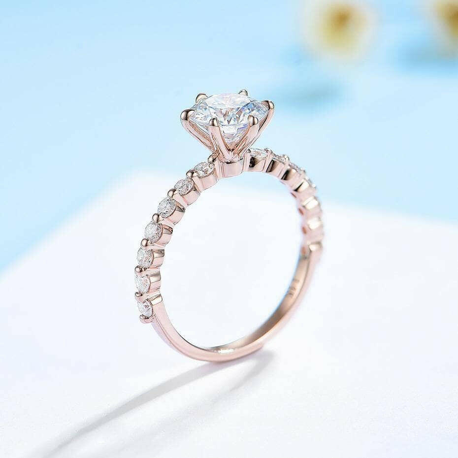 1.0 Ct Round Cut Diamond Rose Gold Engagement Ring-Evani Naomi Jewelry