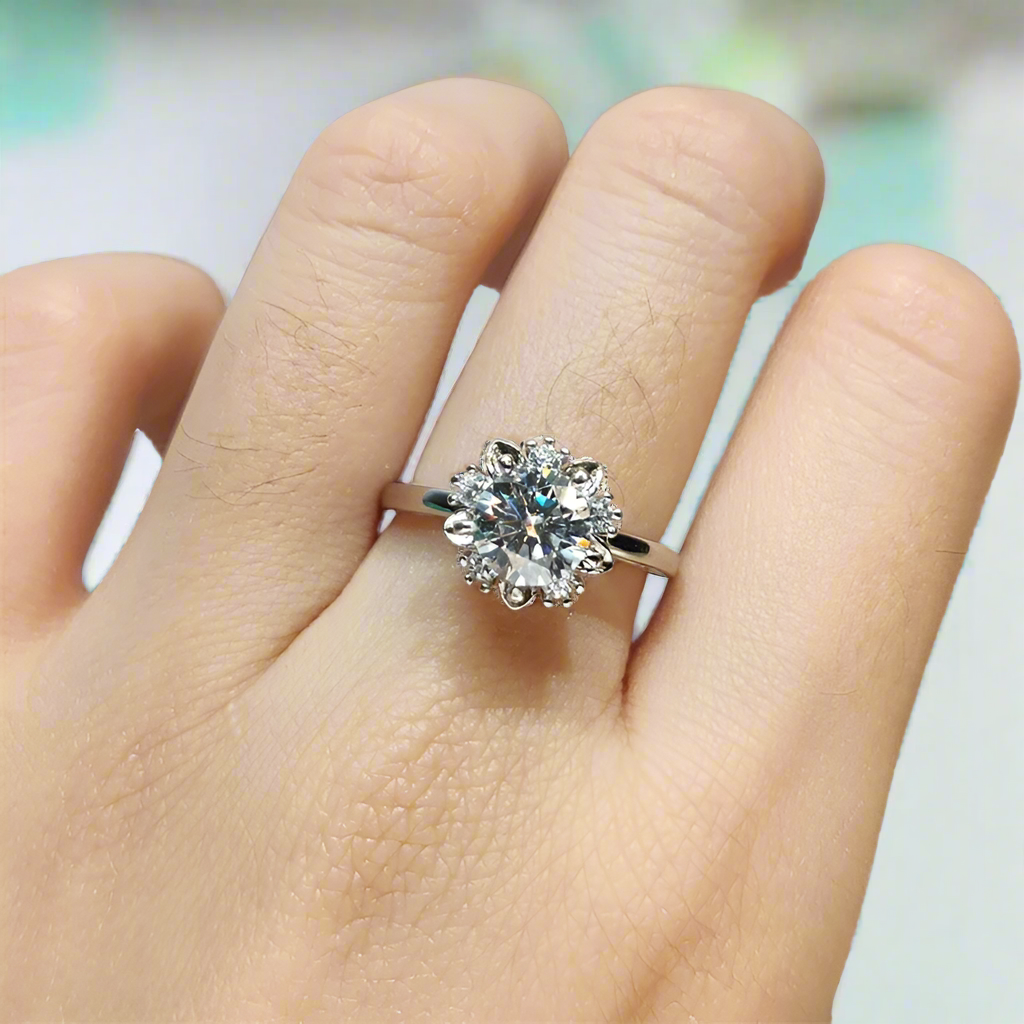 1.0 Ct Round Cut Diamond Snowflake Engagement Ring-Evani Jewelry