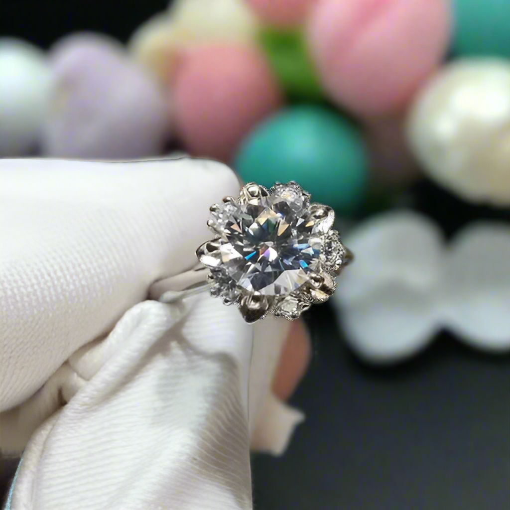 1.0 Ct Round Cut Diamond Snowflake Engagement Ring-Evani Jewelry