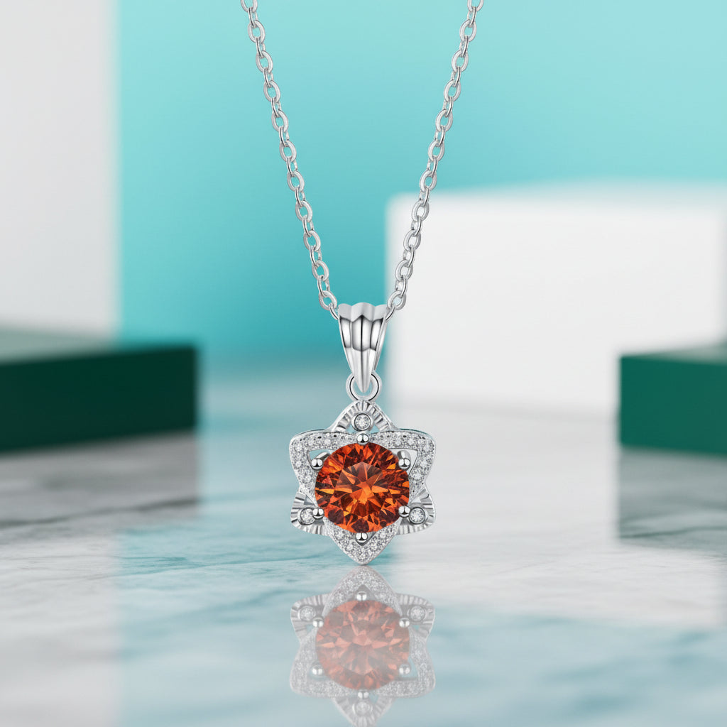 1.0 Ct Round Cut Diamond Star Pendant Necklace-Evani Jewelry