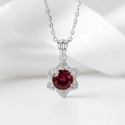 1.0 Ct Round Cut Ruby Star Pendant Necklace-Evani Jewelry