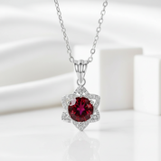 1.0 Ct Round Cut Star Garnet Pendant Necklace