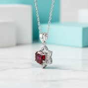 1.0 Ct Round Cut Ruby Star Pendant Necklace-Evani Jewelry