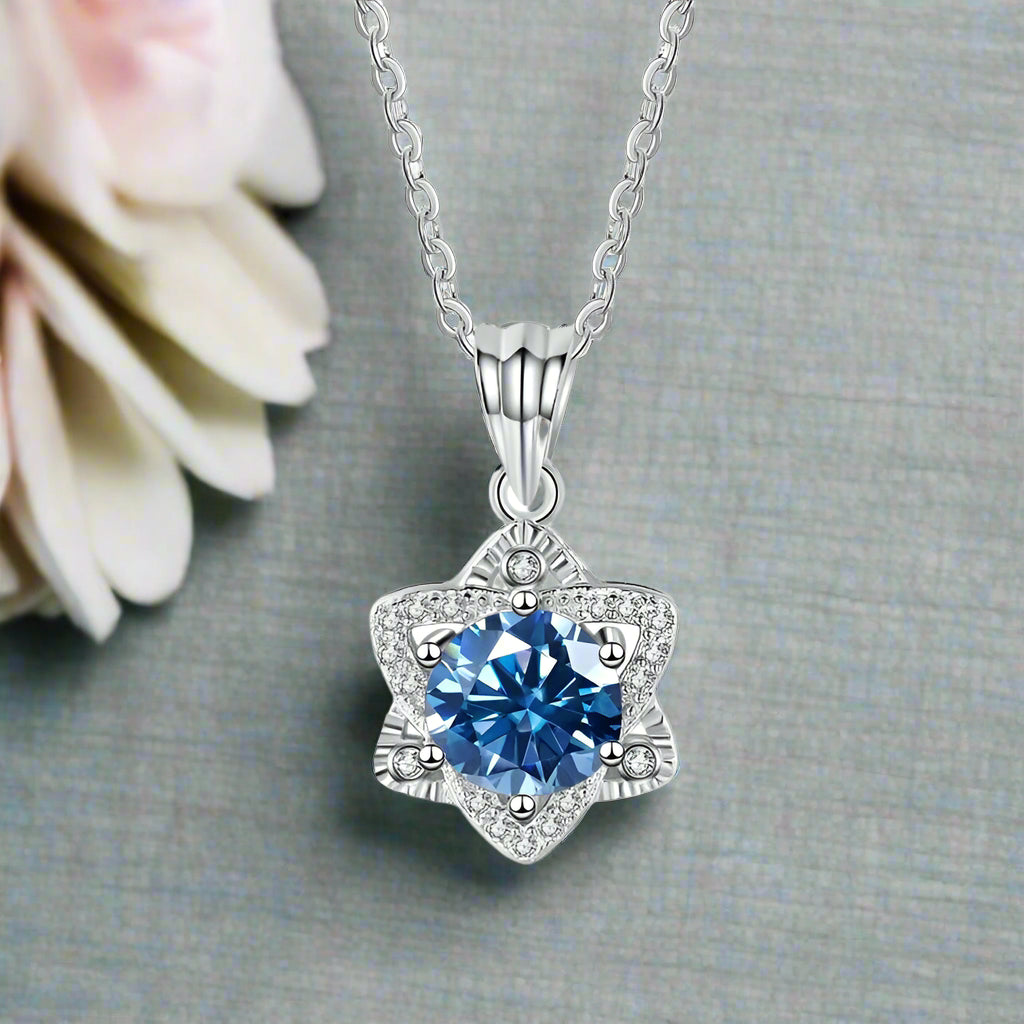 1.0 Ct Round Cut Diamond Star Pendant Necklace-Evani Naomi Jewelry