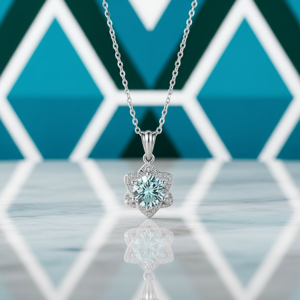 1.0 Ct Round Cut Diamond Star Pendant Necklace-Evani Jewelry