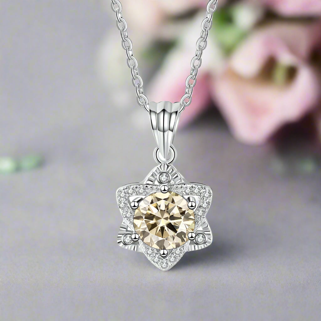 1.0 Ct Round Cut Diamond Star Pendant Necklace-Evani Naomi Jewelry