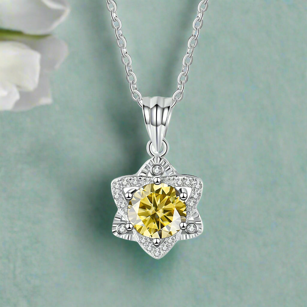 1.0 Ct Round Cut Diamond Star Pendant Necklace-Evani Naomi Jewelry