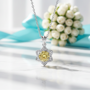 1.0 Ct Round Cut Star Topaz and Citrine Pendant Necklace