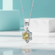 1.0 Ct Round Cut Star Topaz and Citrine Pendant Necklace