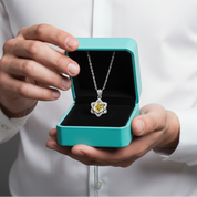 1.0 Ct Round Cut Star Topaz and Citrine Pendant Necklace