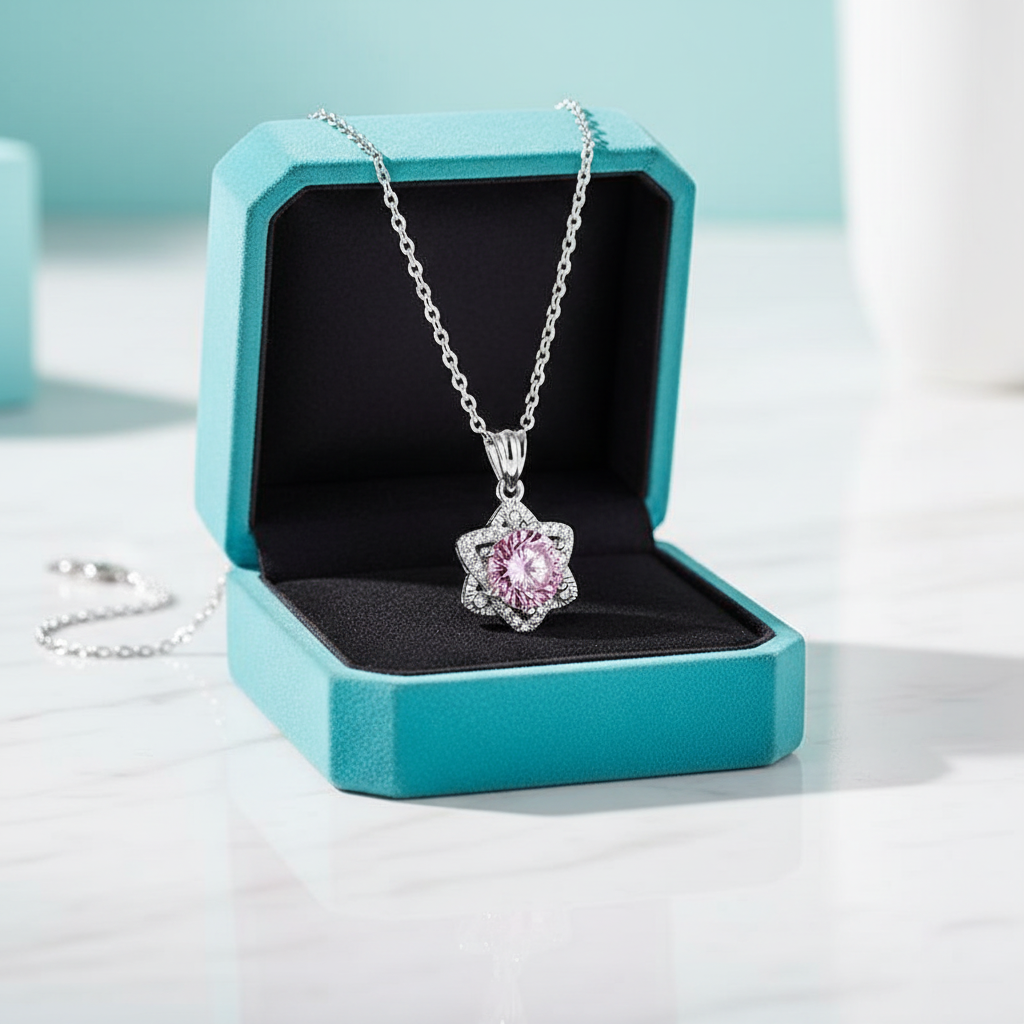 1.0 Ct Round Cut Star Tourmaline Birthstone Pendant Necklace - Evani Naomi Jewelry