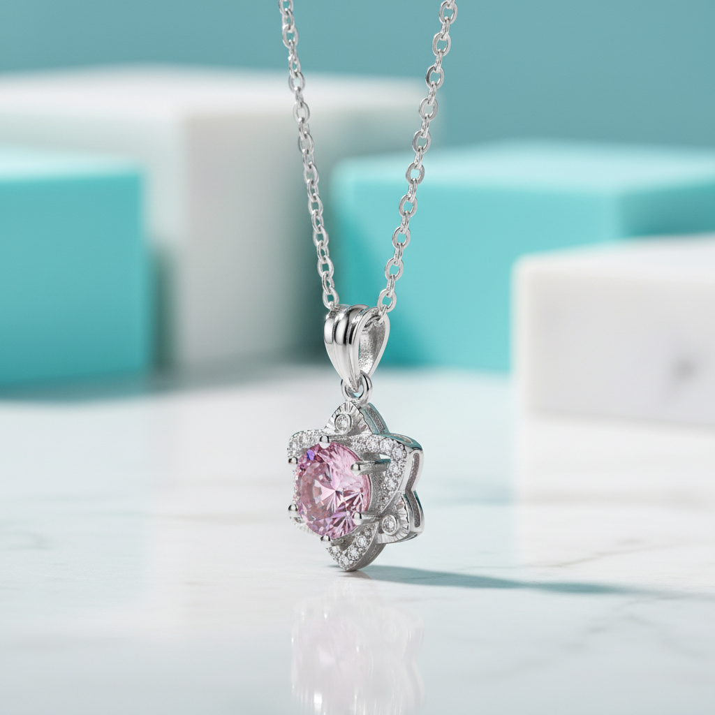 1.0 Ct Round Cut Star Tourmaline Birthstone Pendant Necklace