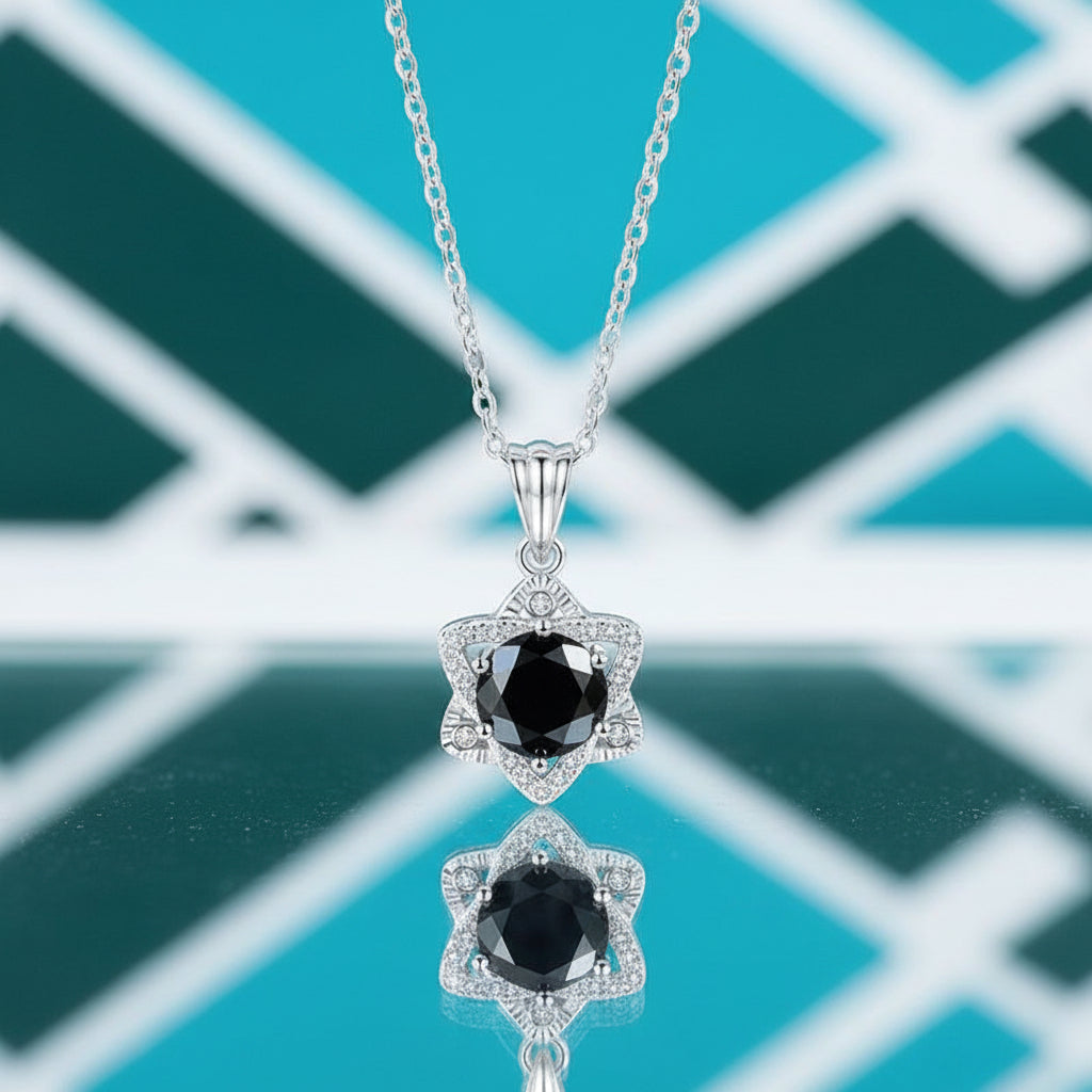 1.0 Ct Round Cut Diamond Star Pendant Necklace-Evani Jewelry