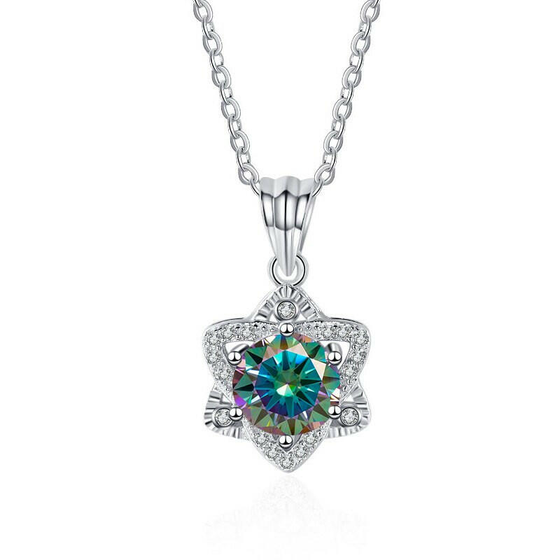 1.0 Ct Round Cut Diamond Star Pendant Necklace-Evani Naomi Jewelry