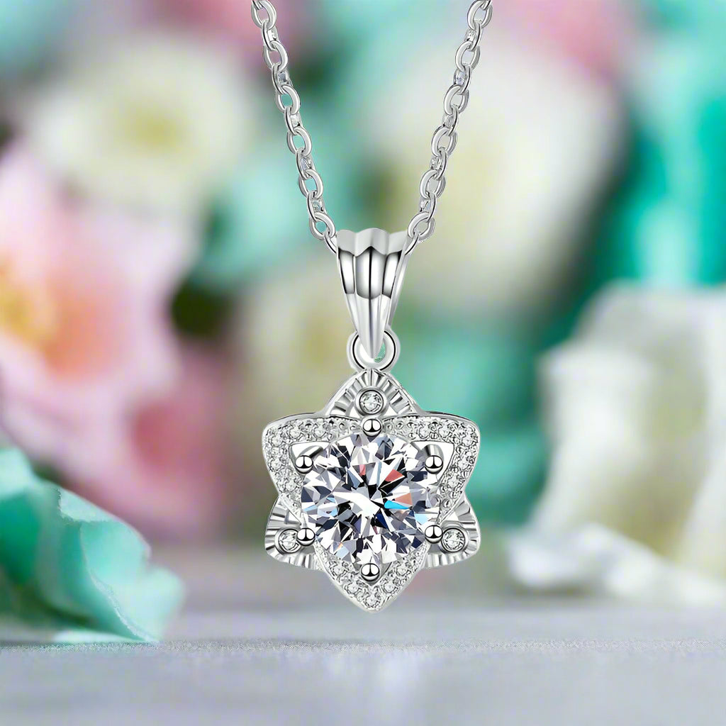 1.0 Ct Round Cut Diamond Star Pendant Necklace-Evani Naomi Jewelry