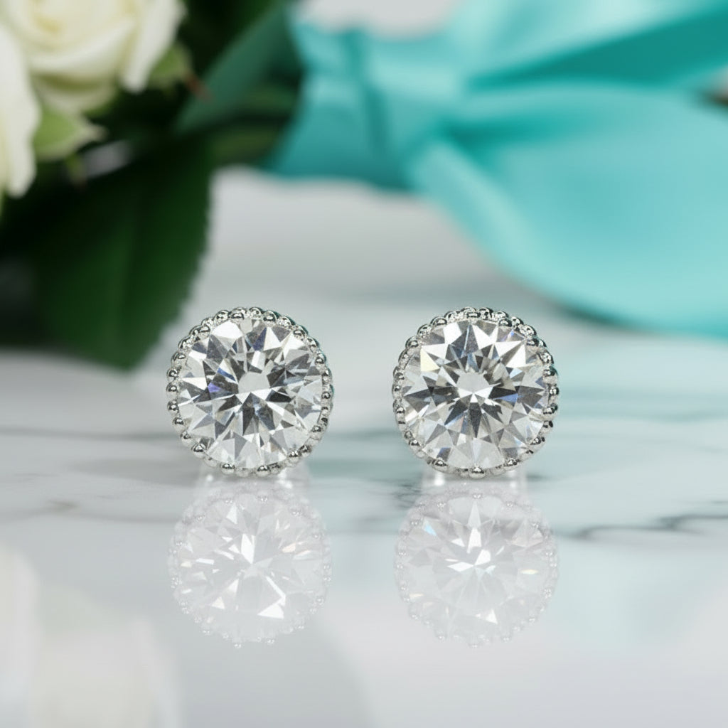1.0 Ct Round Cut Diamond Stud Earrings-Evani Jewelry