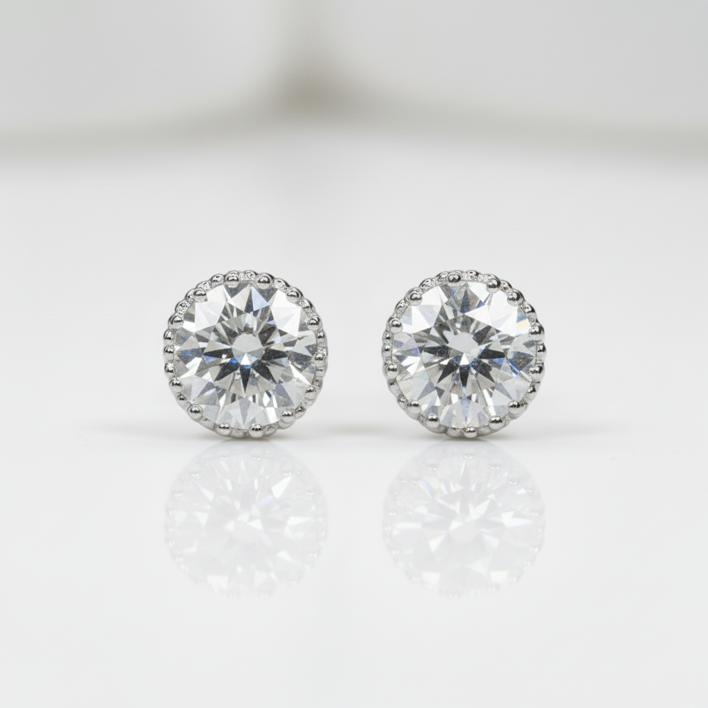 1.0 Ct Round Cut Diamond Option Stud Earrings - Evani Naomi Jewelry