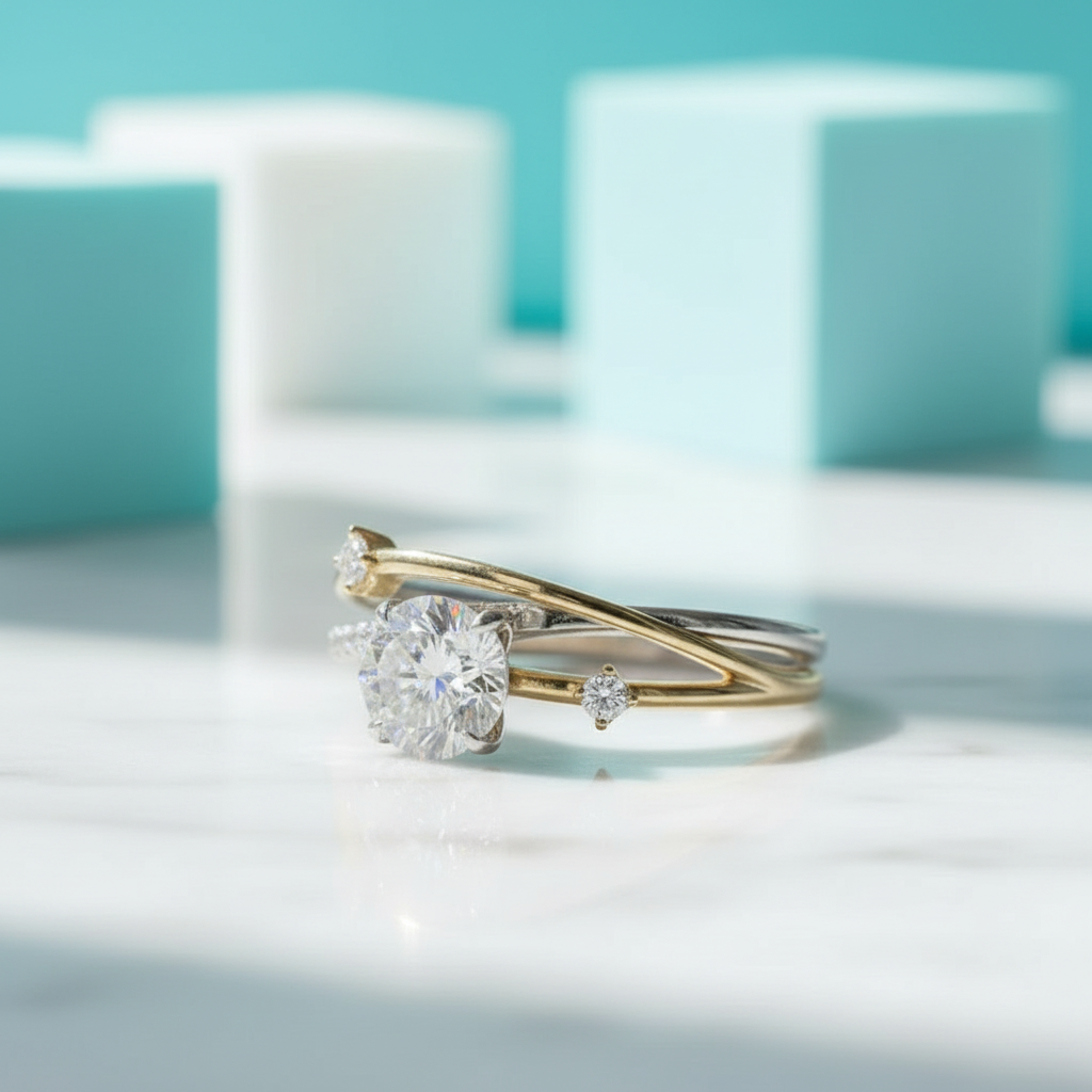 1.0 Ct Round Cut Diamond Birthstone Wedding Ring-Evani Jewelry