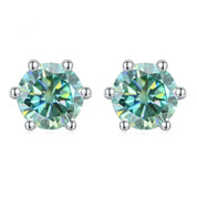 1.0 Ct Round Cut Green Diamond Stud Earrings-Evani Naomi Jewelry
