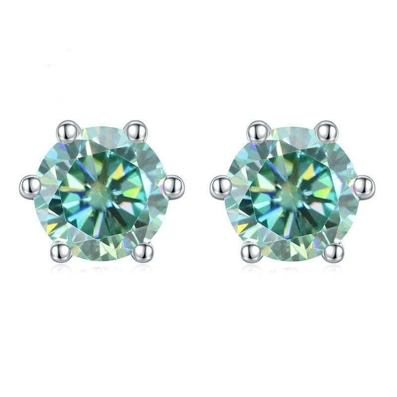 1.0 Ct Round Cut Green Diamond Stud Earrings-Evani Naomi Jewelry